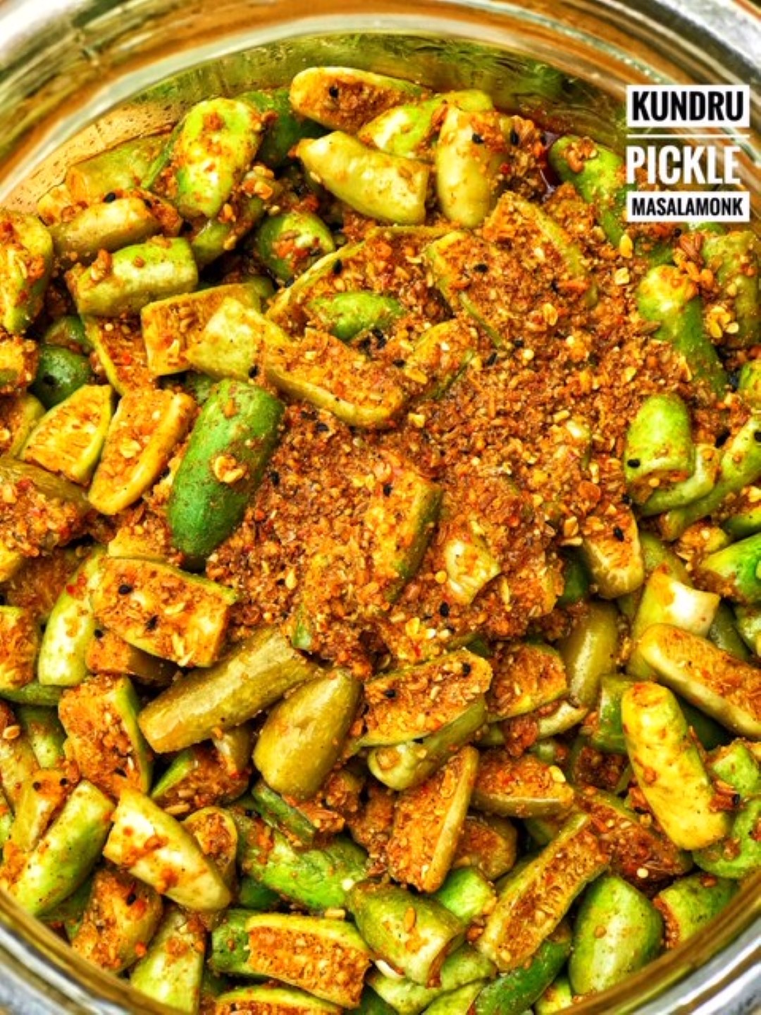 The mouth watering tendli pickle tastes great with chapatis, rice or as a side dish with meals