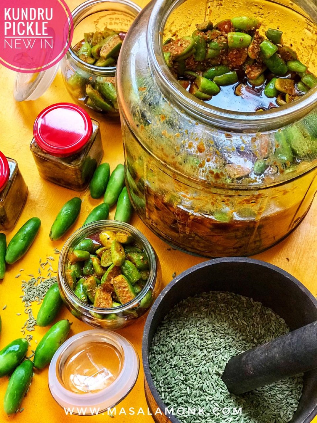 Spicy, tangy yet sweet and flavorful Kundru Pickle